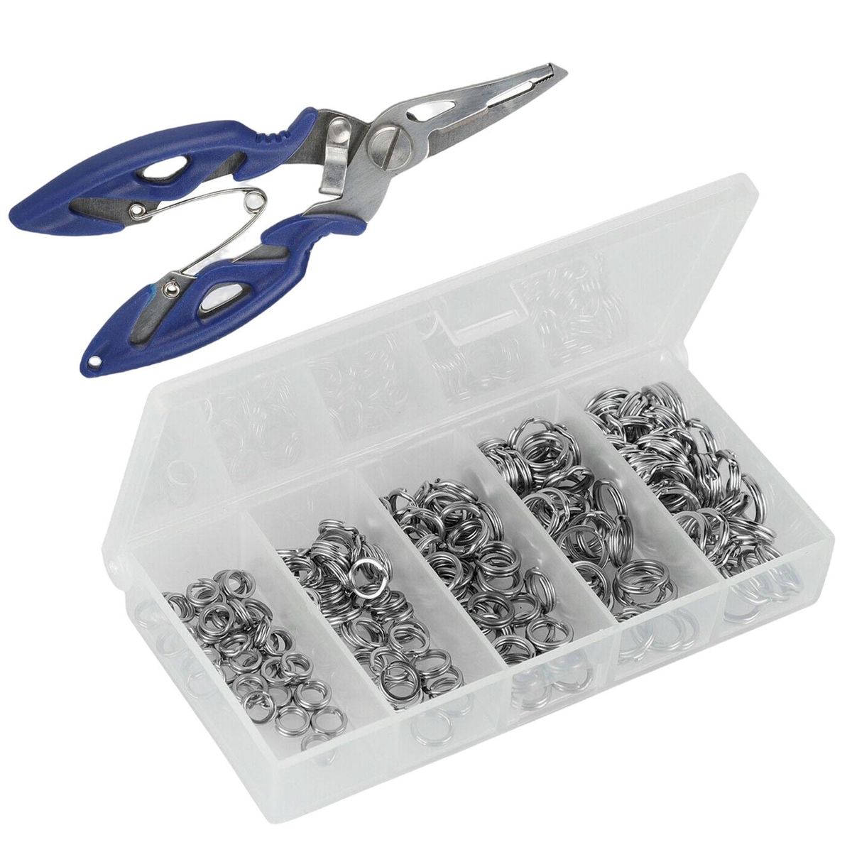 200x Assorted  Split Rings 5 Sizes Double Snap Loop
