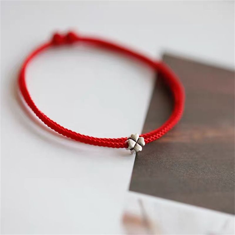 Mini Four-leaf Clover Red Thread String Let Lucky Red Handmade Rope Charm