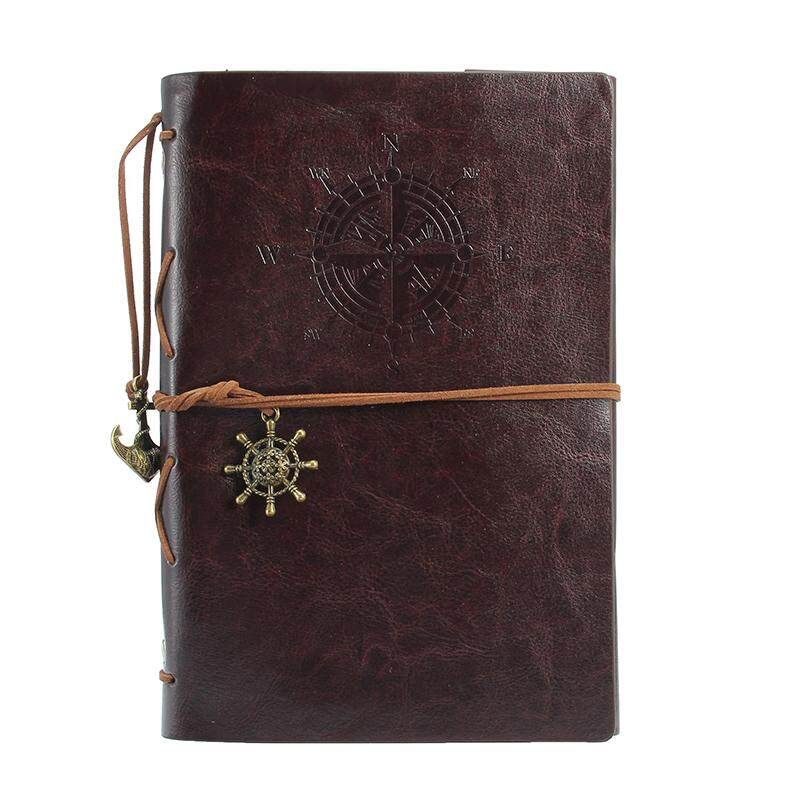 Vintage Traveler's Notebook Leather Travel Journal Book Blank Pages Kraft Paper Sketchbook A5 Spiral Notebooks 6 Ring Binder Brown