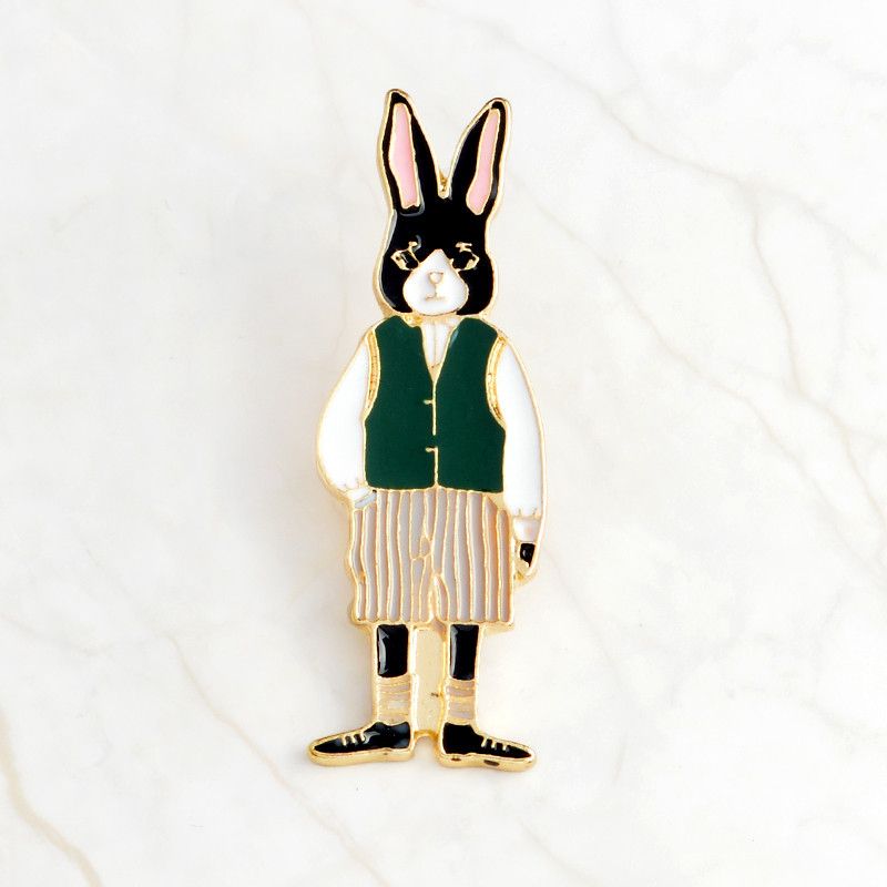 Mr Ms Gentleman Lady Cat Rabbit Fox Brooch Pin Denim Animal Jacket Pin Buckle