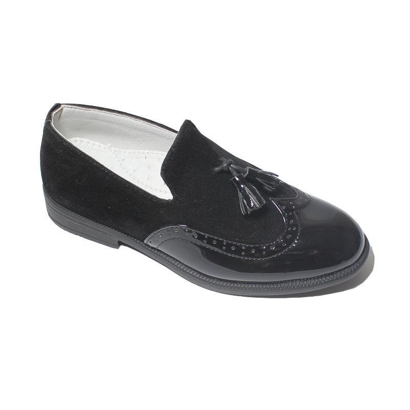 Boys Tassel Loafers Leather Formal Shoes-Black