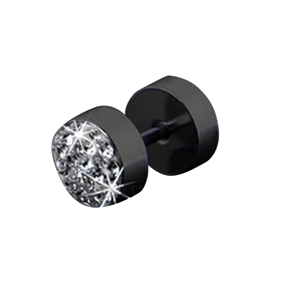 Ear Studs Rhinestone Decor Anti-corrosion Stainless Steel Men's Barbell Ear Studs For Party-Black