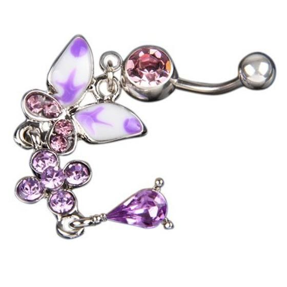 Butterfly Pendant Gemstone Rhinestone Purple