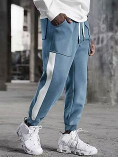 Solid & Unique Men Sports & Casual Jogger - Blue & White