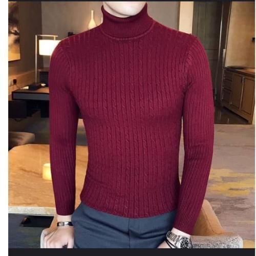 UNISEX Smart Corporate Quality Turtle Neck Top/ Cooperate Wine