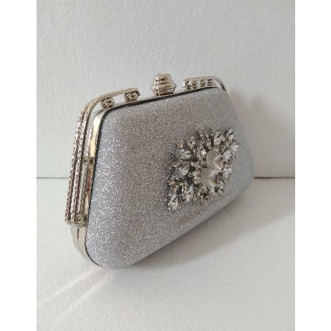 Silver Crystal Clutch Purse