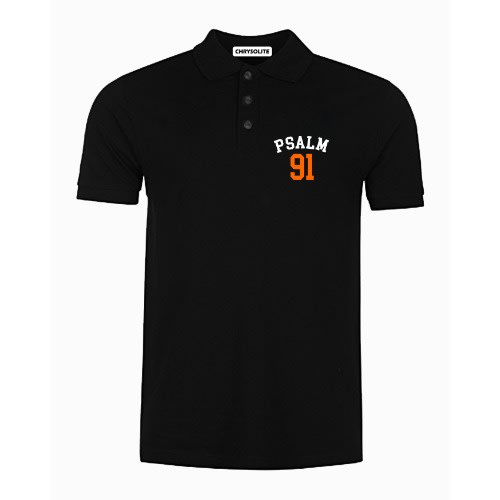 Psalm 91 Polo T-shirt - Black