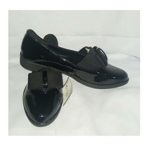 Trendy  Ladies Loafers With Bow - Black