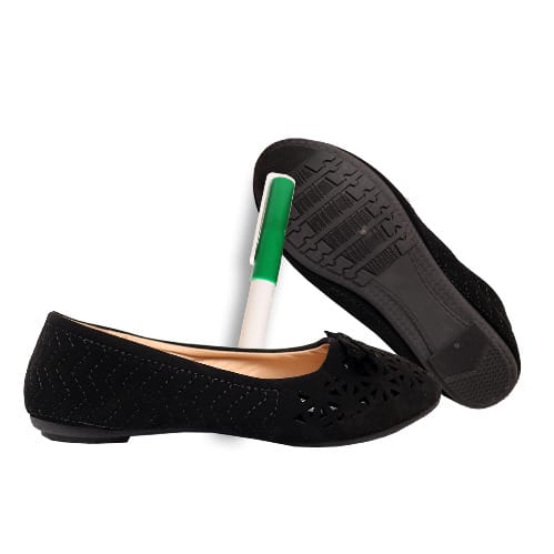 Ropped Tie Ladies Flat Shoe - Black