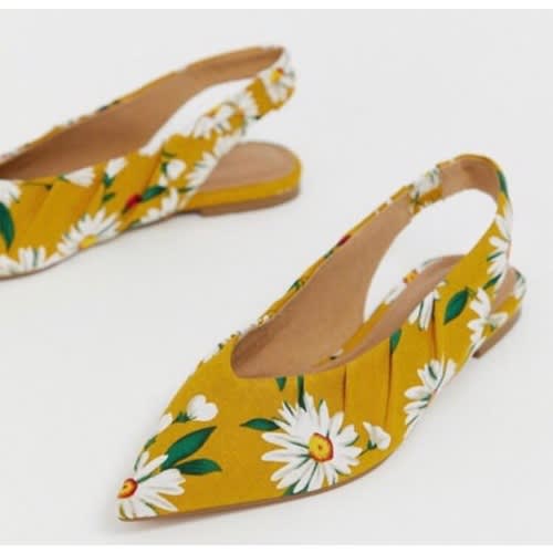 Mustard Slingback Pointed Flat Shoe