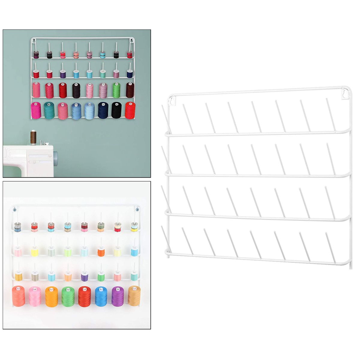 Metal Wall Hanging Thread Holder 32 Spools Sewing Thread Organizer