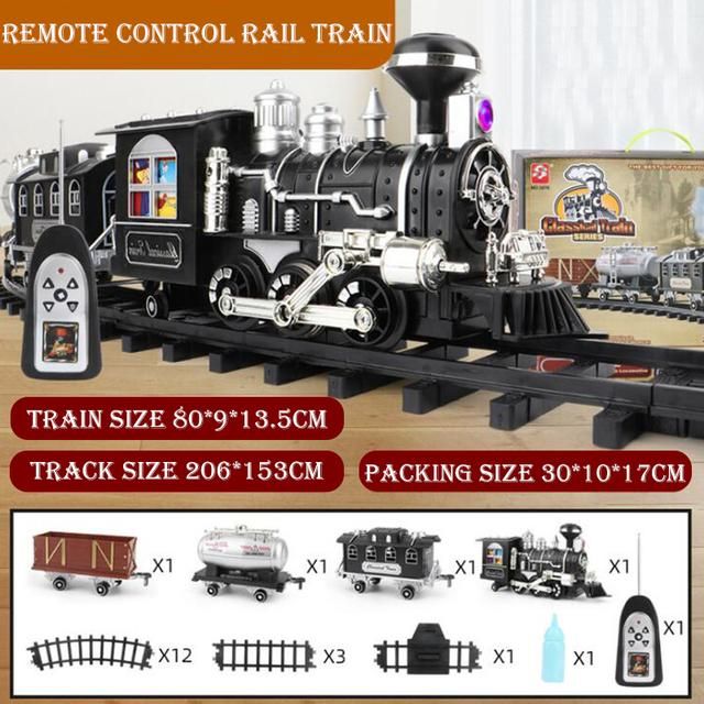 Children Electric RC Train Railway Toys Simulation Of TraProgramming Classical Steam Christmas Train Children Gift Toys