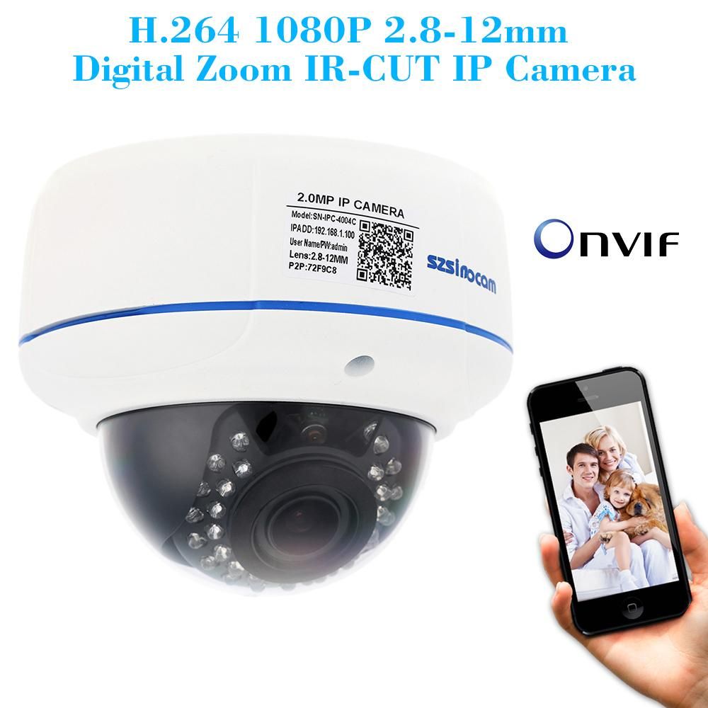 szsinocam H.264 HD 1080P 2.8-12mm 4X Digital Zoom IP Camera with 30pcs IR LEDs CCTV Security