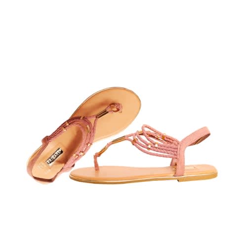 Plait Strap Ring Sandals - Light Pink