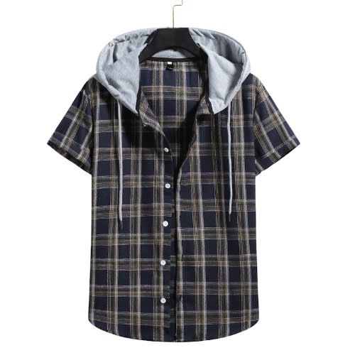 Short Sleeve Button Down Hood Shirt