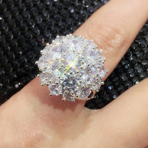 Exaggerated Flower Full Diamond Ring