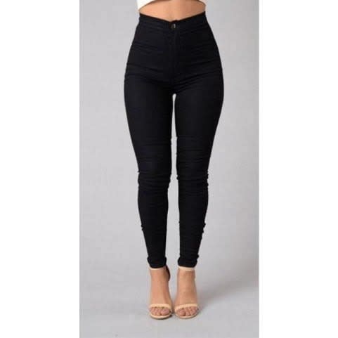 High Waist Denim Jeans - Black