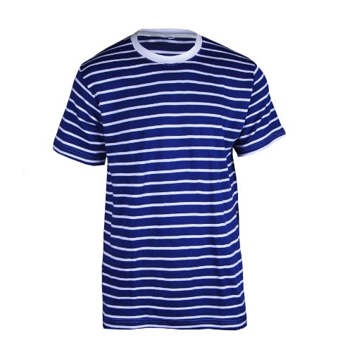 Stripped Tee Shirt - Royal Blue And White