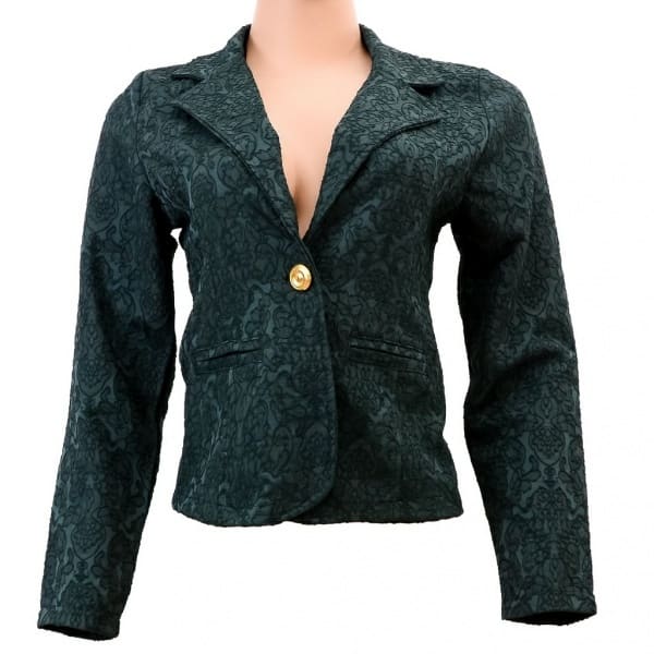 Green Detailed Patterned Ladies Jacket