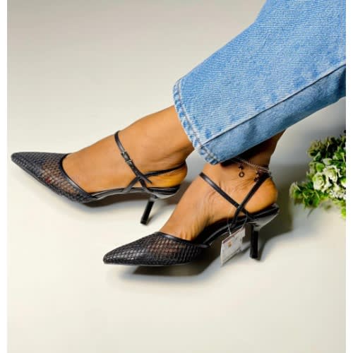 Stiletto Heel Sandals - Black