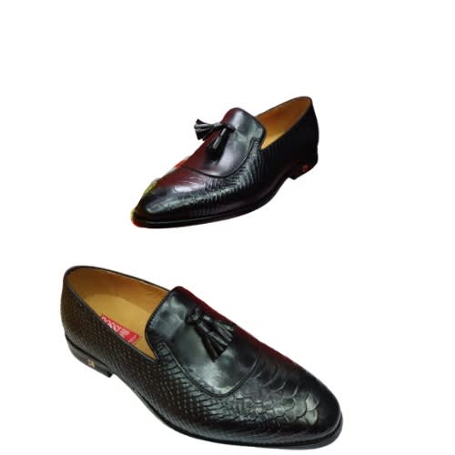 Patterned Leather Shoe - Black