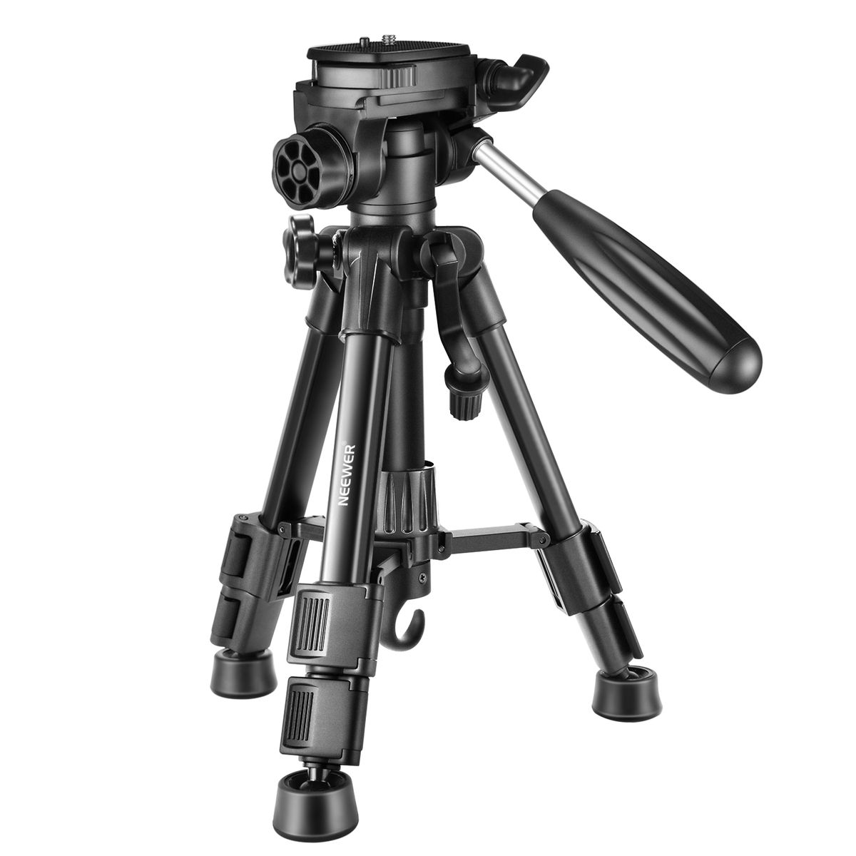 Mini Travel Tabletop Camera Tripod 24 Inches/62 Centimeters, Portable Aluminum With 3-Way Swivel Pan Head For DSLR Camera,Smartphones,DV Video Up To 6.6 Pounds/3 Kilograms (T210)