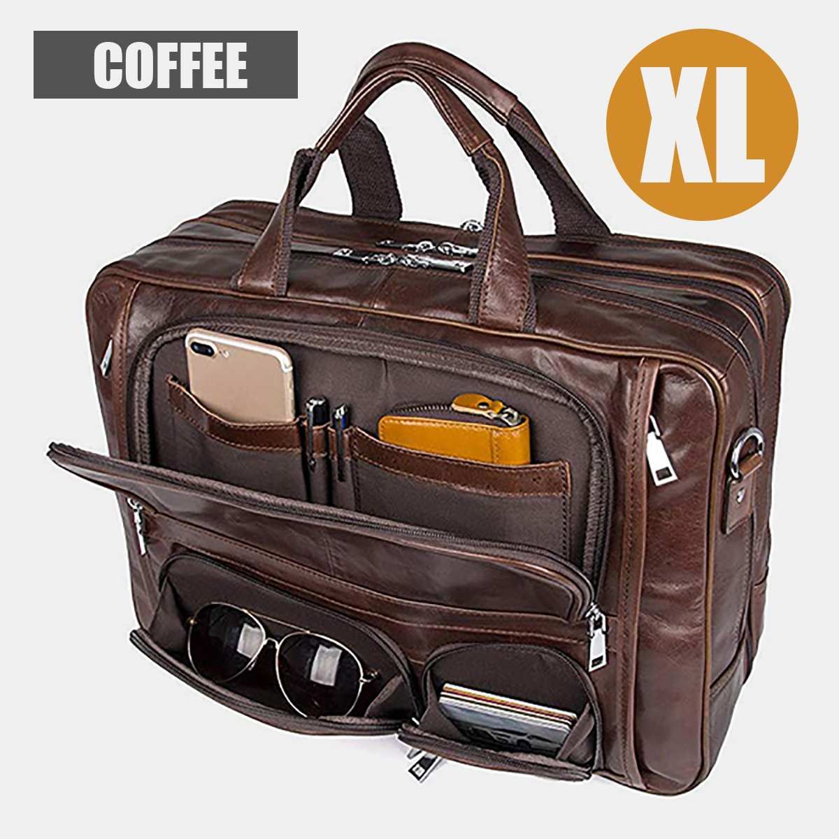 Men's Briefcases Men's Bags Genuine Leather Handbag Waterproof Lawyer Office Bag Men