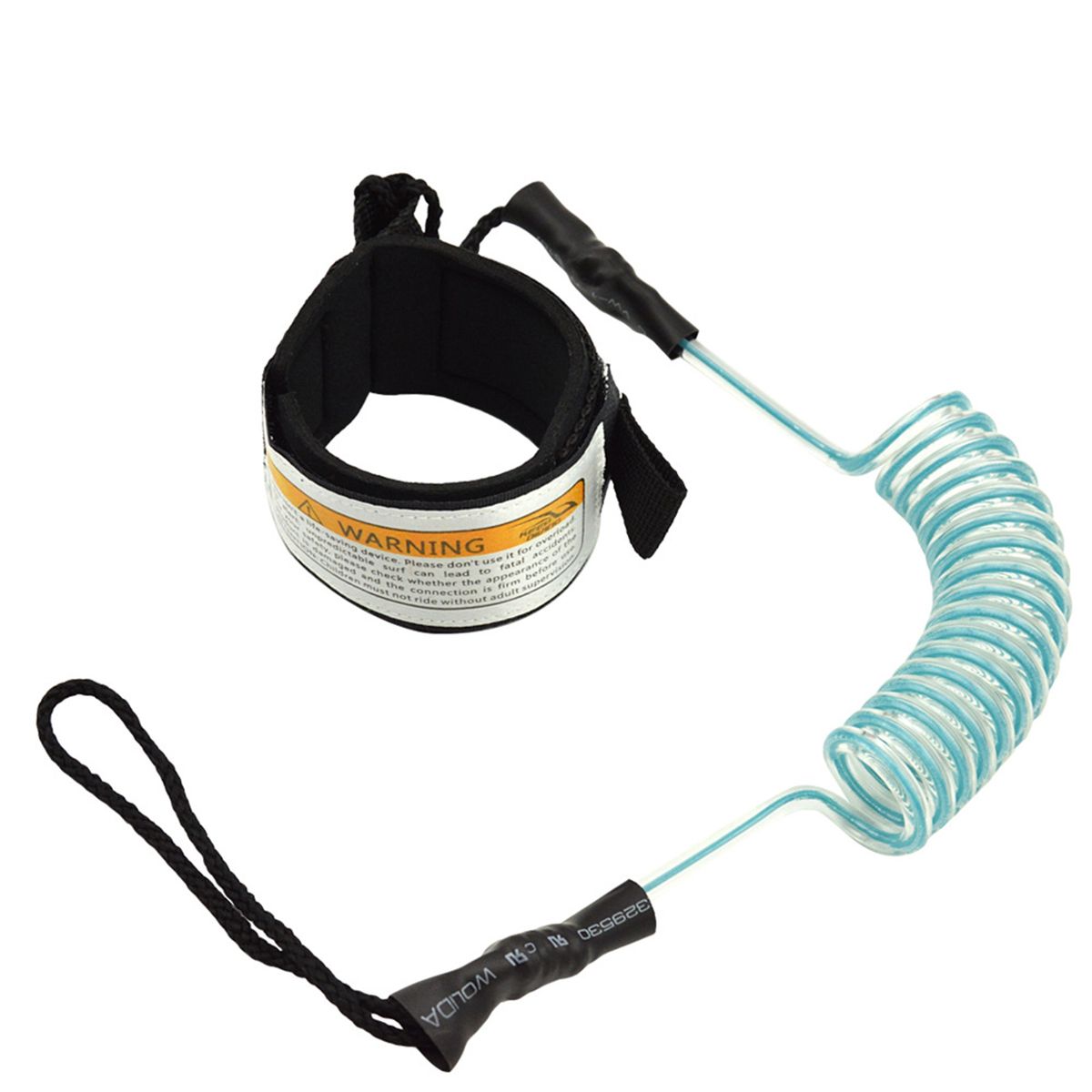 Surfing Hand Rope Coiled Premium Surf Wrist Leash Clear Blue