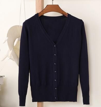 Spring Cardigan Women Korean V Neck Knitted Cardigan Feminino Ladies-Khaki