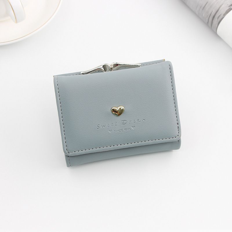 (Gray-blue)New Women's Wallet Short Cartoon Cute Zero Wallet Coin Purses Bag Girl Small Lady Wallet Cardholder WAR