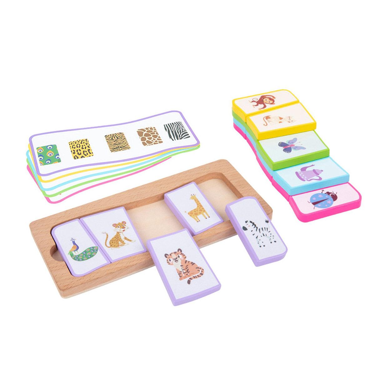 1 Set Preschool Toys Matching Card Wooden Puzzles