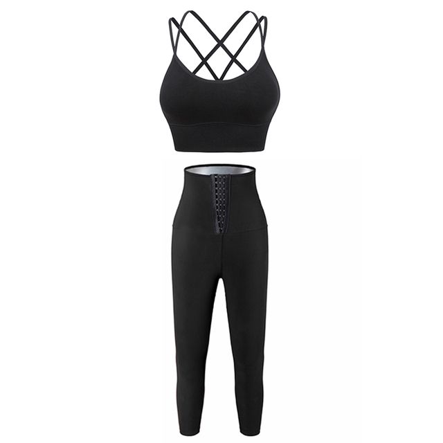 Sauna Shaper Pants Set With Sports Bra Body Shaper Hot Sweat Sauna Effect Slimming Fitness Shapewea