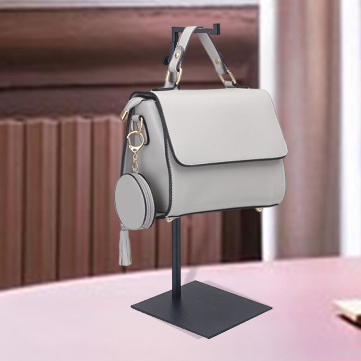 Handbag Display Rack Purse Stand Bags Stainless Steel Holder For Black