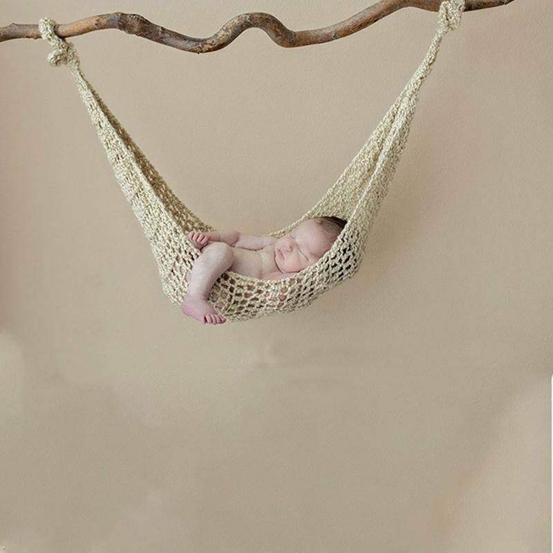 Newborn Baby Clothing Photography Props Photo Accessories Wool Net Bag Hammock Milky