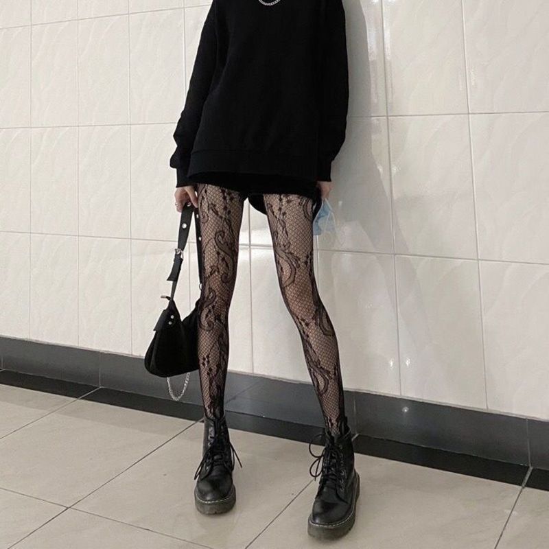 Sexy Lingerie Stockings Black Fishnet Jacquard Stocking Pantyhose Tights WK31