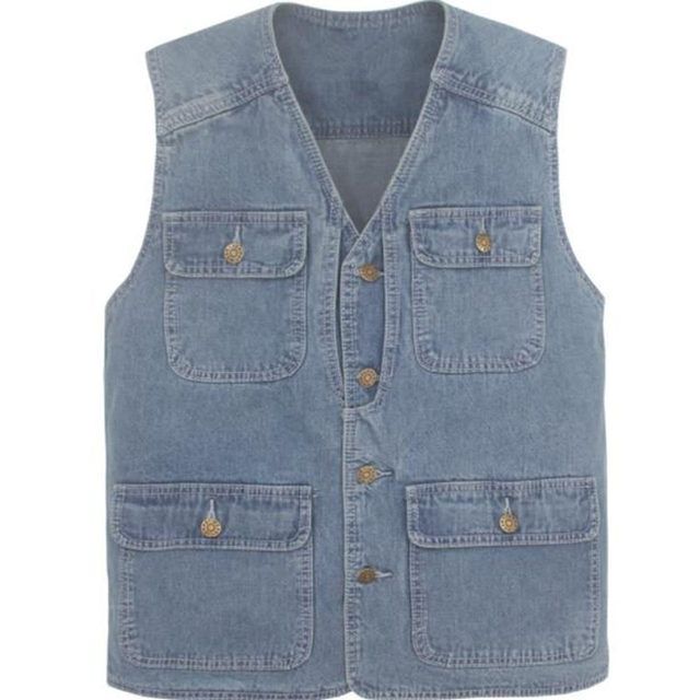 Waitscoat Men's Cowboy Vests Baggy Coat Men Loose Denim Vest Outwear Jacket