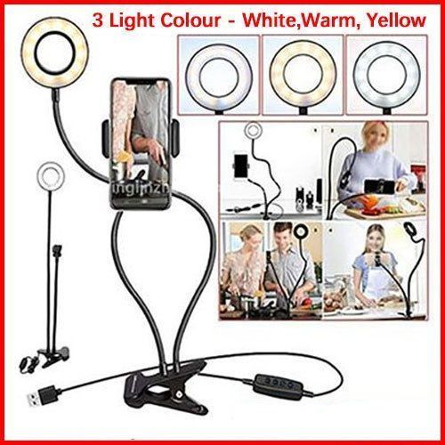 Table Makeup Ring Light With Phone Stand + Universal Clip