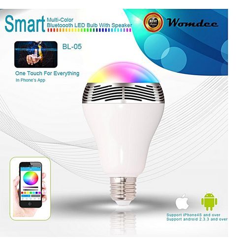 Bluetooth Smart LED Light Bulb With Integrated Speaker, Smartphone Remote Controlled Lights Multicolored Color Changing Party Lights Wireless Bluetooth Speaker Bulb HT-S