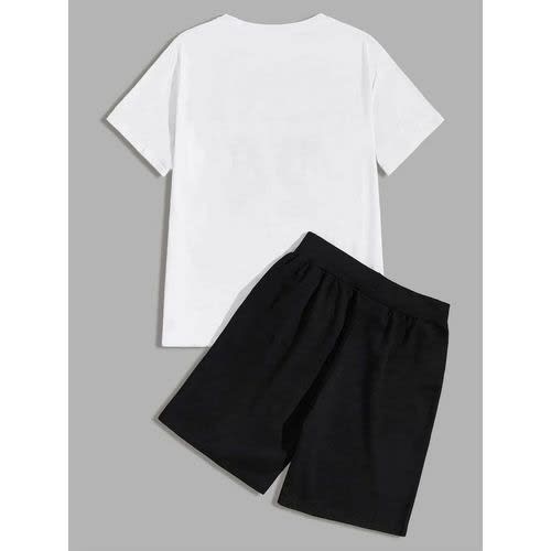 Round Neck Tshirt & Short - Black & White