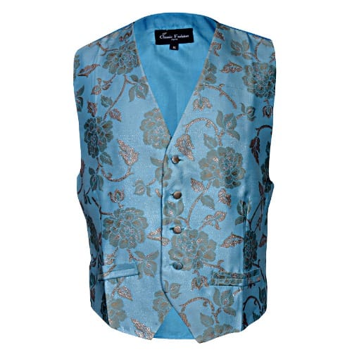 Iconic Waistcoat Patterned With Gold Floral Design