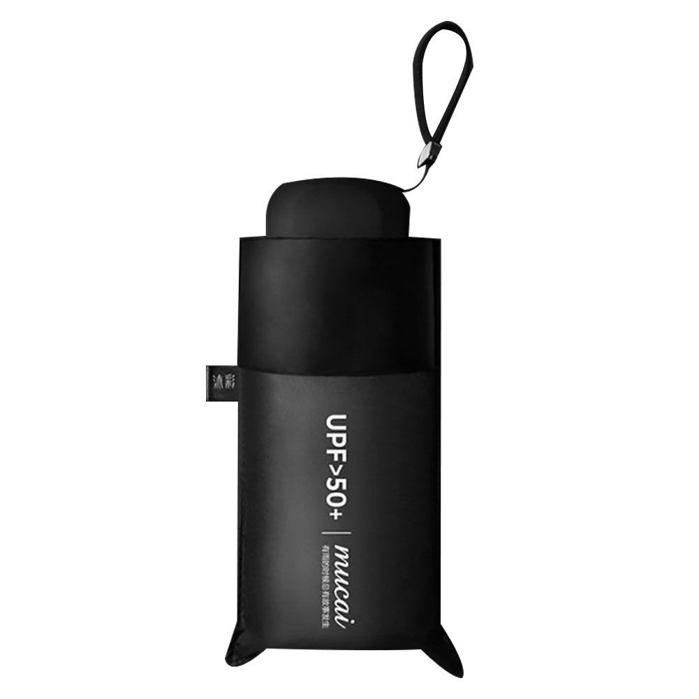 Mini Summer Waterproof Windproof Folding UPF50+ Sun UV-Black