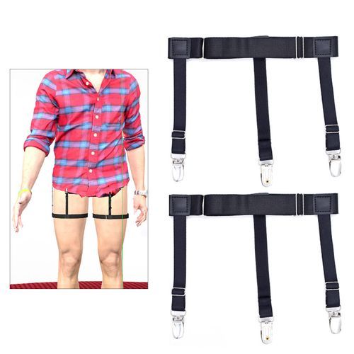 2x Shirt Stays Suspenders Leg Garters Djustable Elastic Holders Men A