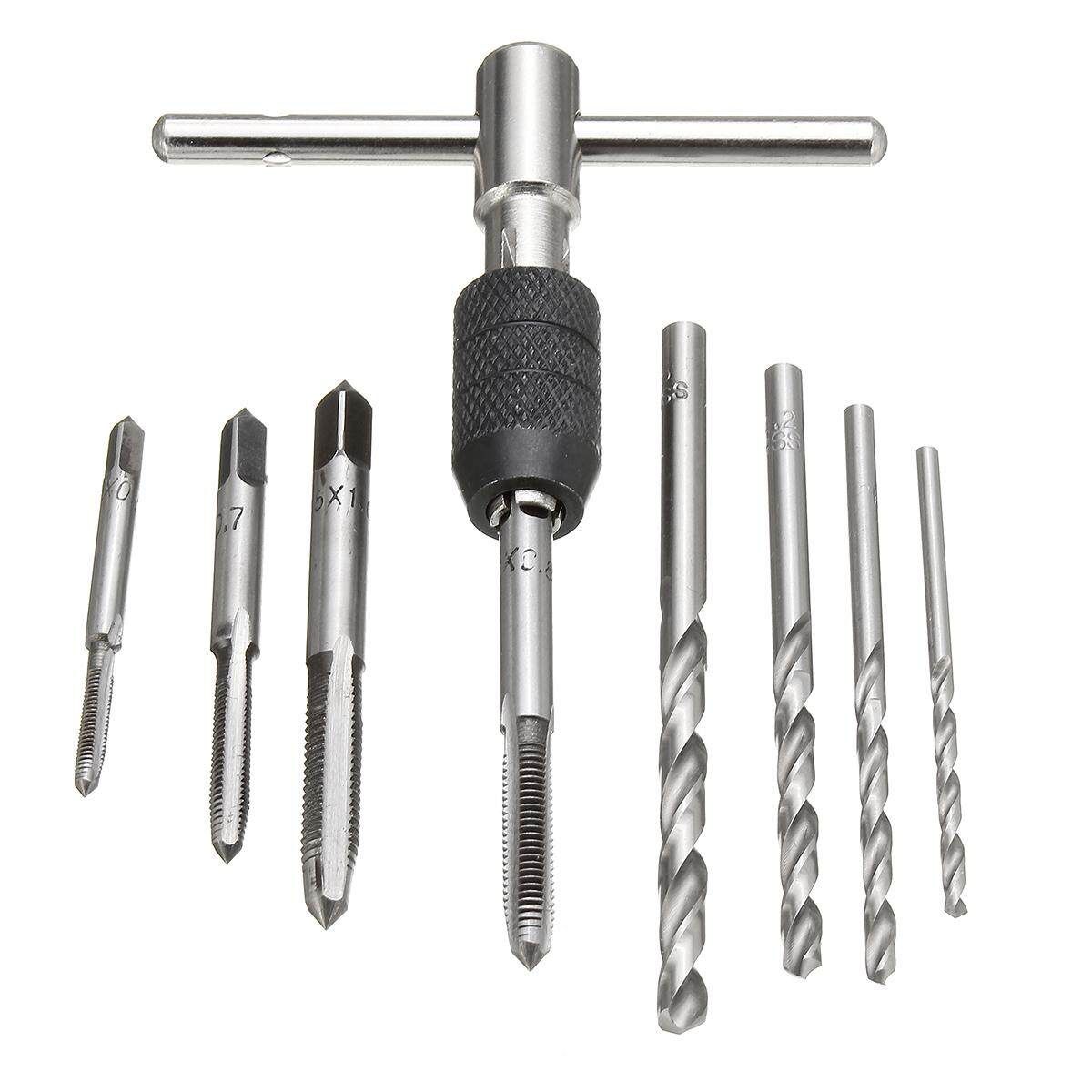 -M6 Machine Screw Metric Tap Reamer T-Handle Wrench Twist Drill Bit Tool Set