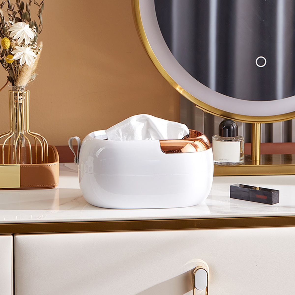 Facial Tissue Holder Space Saving Paper Tissue Box Platinum