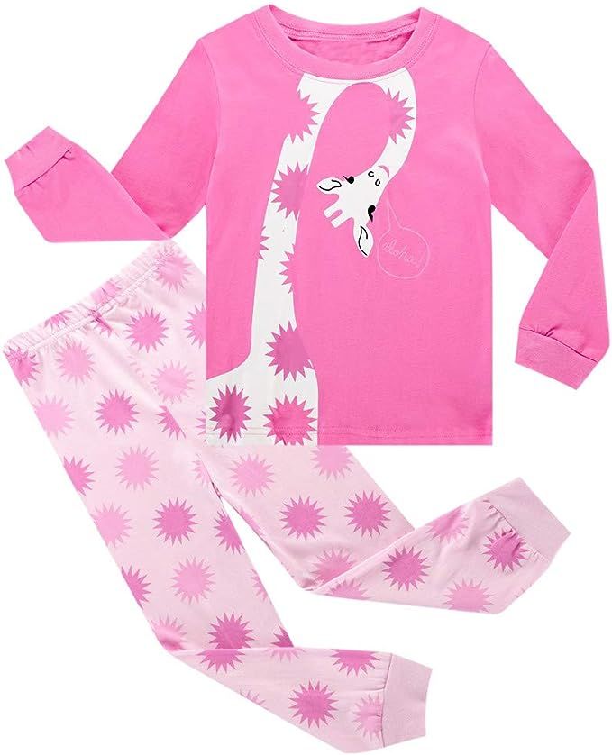 Girls' Pink Giraffe Pajamas Set