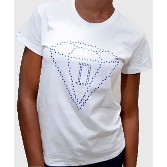 Round Neck Embellished Ladies T-shirt - White