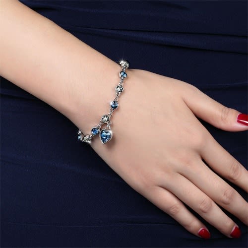 Ladies Adjustable Ocean Heart Bracelet - Silver