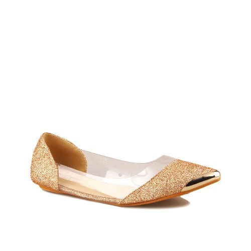Classy Ladies Flat Shoe With Golden Design - Gold
