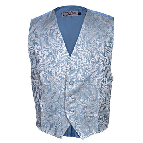 Grooms Detailed Waistcoat - MWC-1335 - Sky Blue