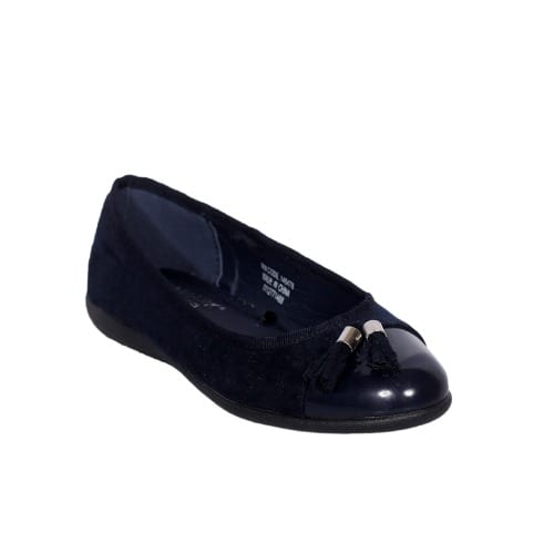 Women's Suede & Patent Ballerina Flat - Navy Blue